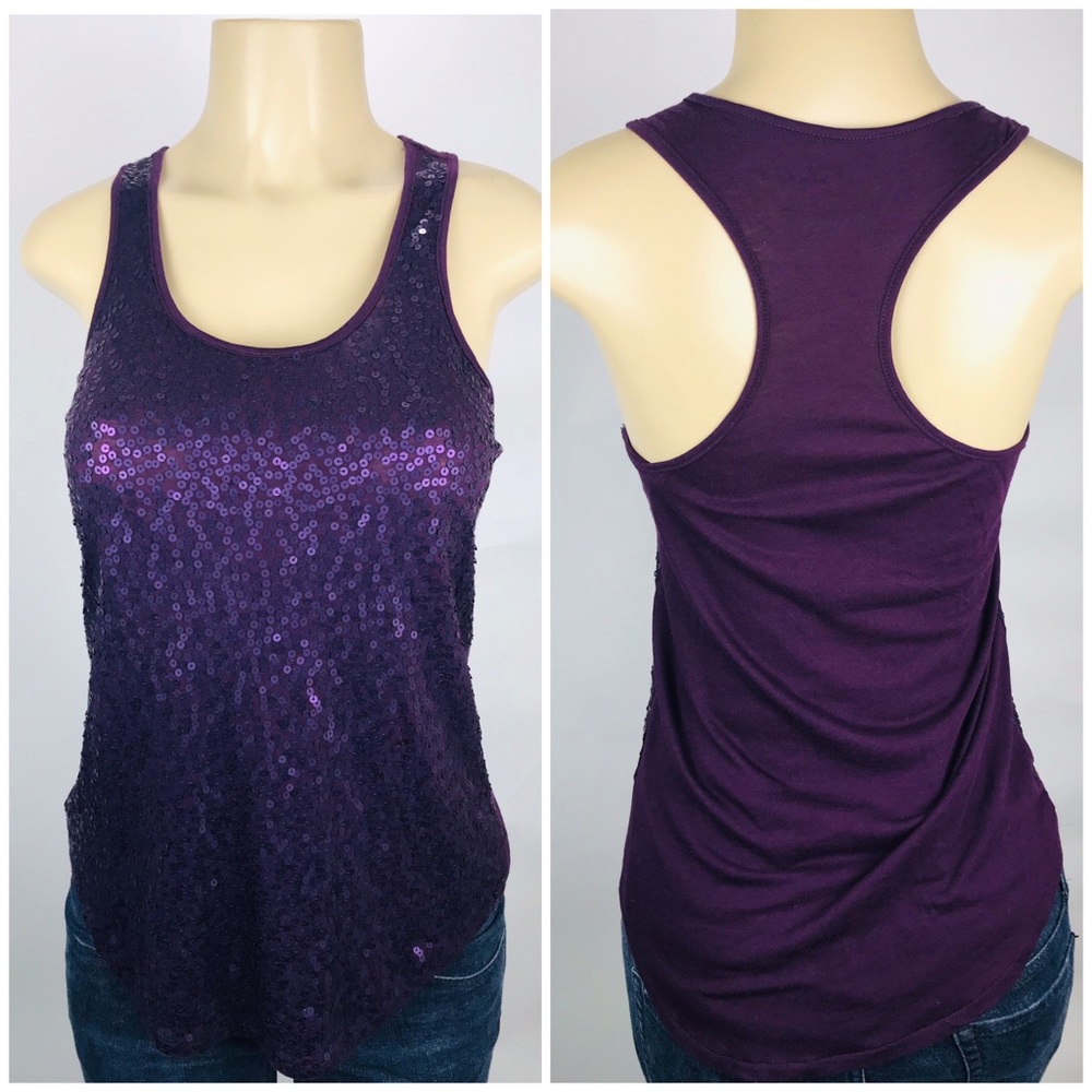 Express Sequin Tank Top Size xs Purple knit